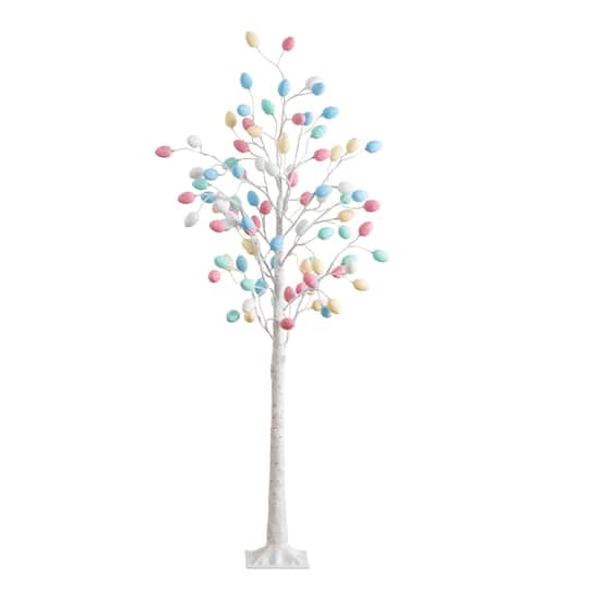 6ft. Pre-Lit Artificial Easter Twig Tree with 96 Egg Shaped LED Ornaments